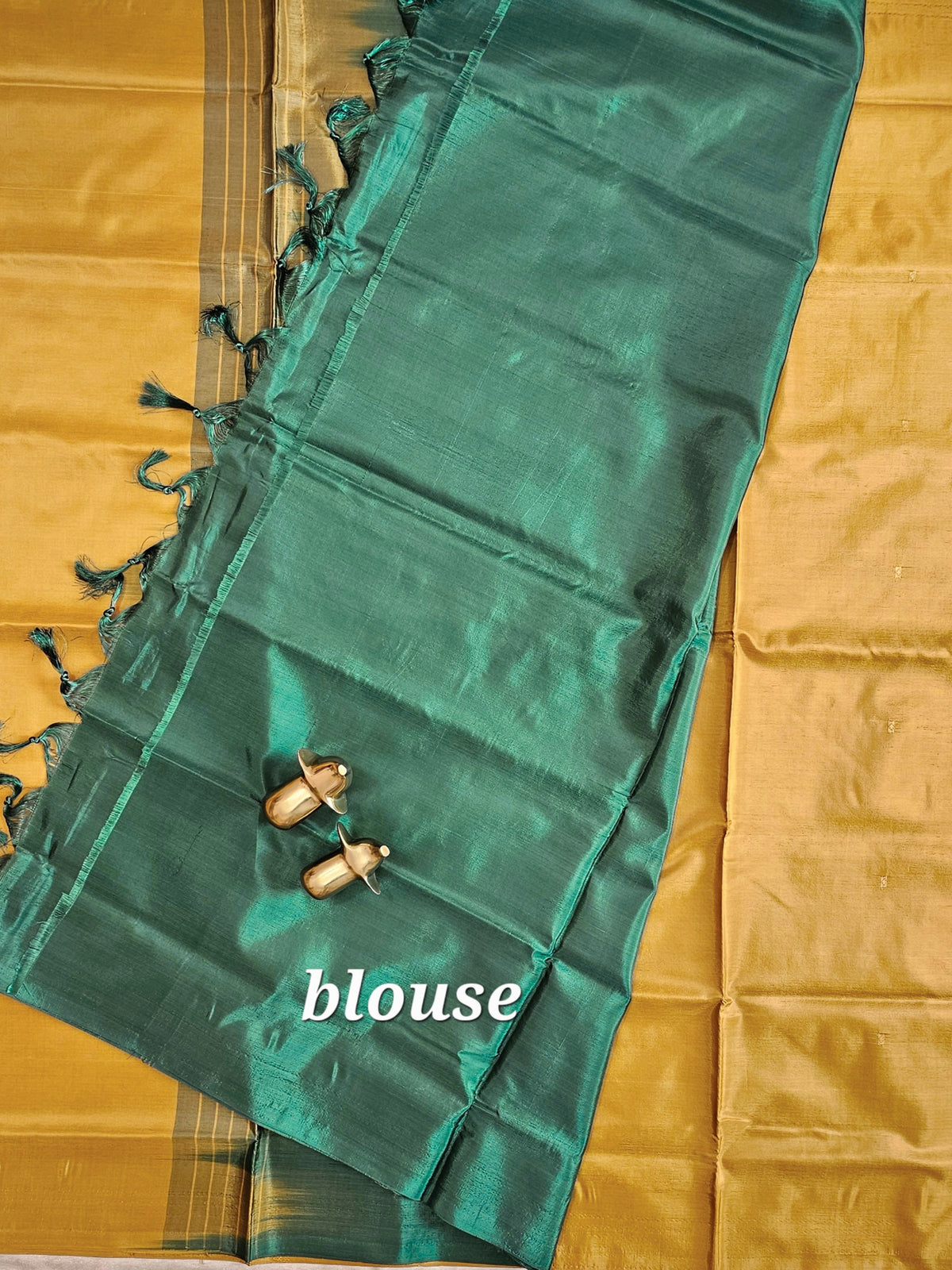 Dark Musterd with Green  Chinnalampattu Saree with Blouse