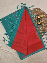 Chinnalampattu Saree - Red Peacock Green