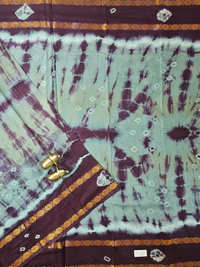 Madurai Sungadi Cotton Saree - Sage Green with Brown