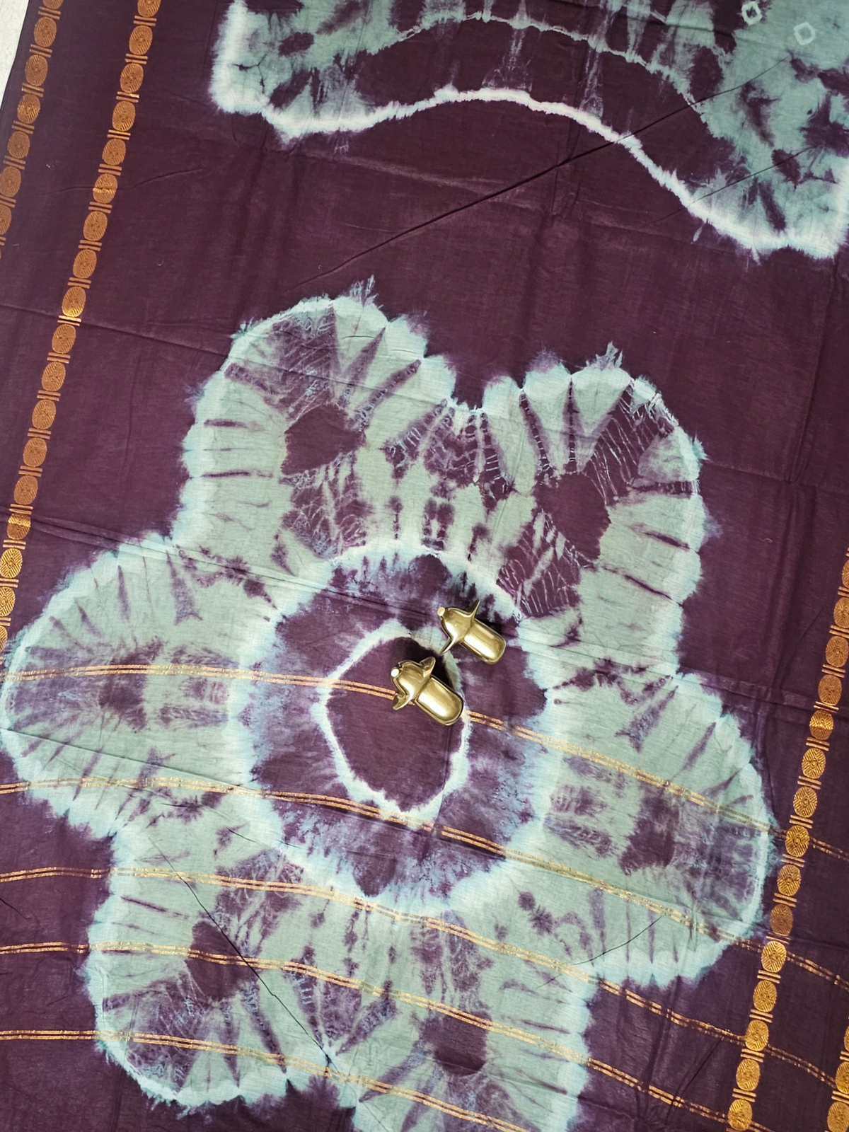 Madurai Sungadi Cotton Saree - Sage Green with Brown