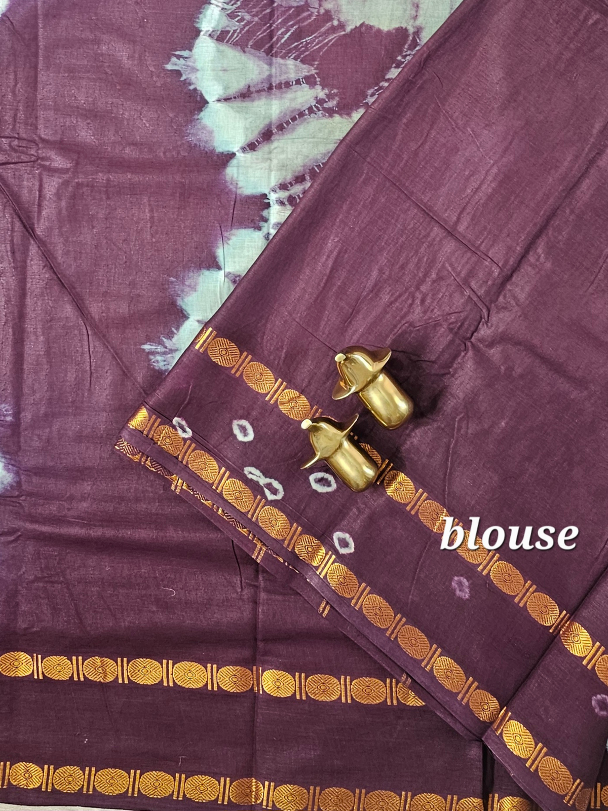 Madurai Sungadi Cotton Saree - Sage Green with Brown