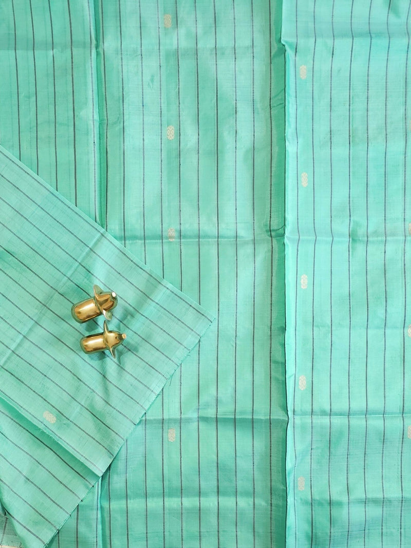 Chinnalampattu Saree - Sea Blue with Dual Shade Peacock Blue cum Purple