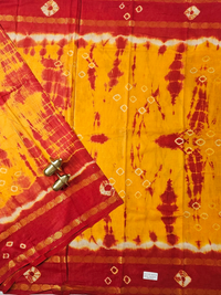 Madurai Sungadi Cotton Saree - Yellow with Red