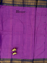 Chettinad Cotton Sarees - Purple  with Navy Blue