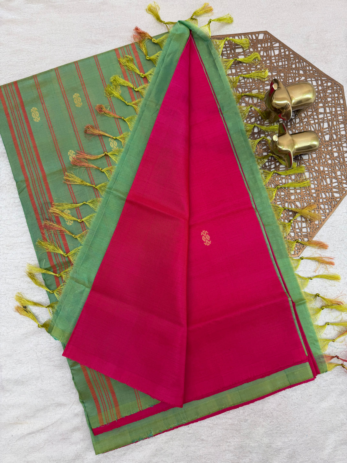 Chinnalampattu Saree - Pink with Green