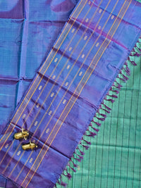 Chinnalampattu Saree - Sea Blue with Dual Shade Peacock Blue cum Purple