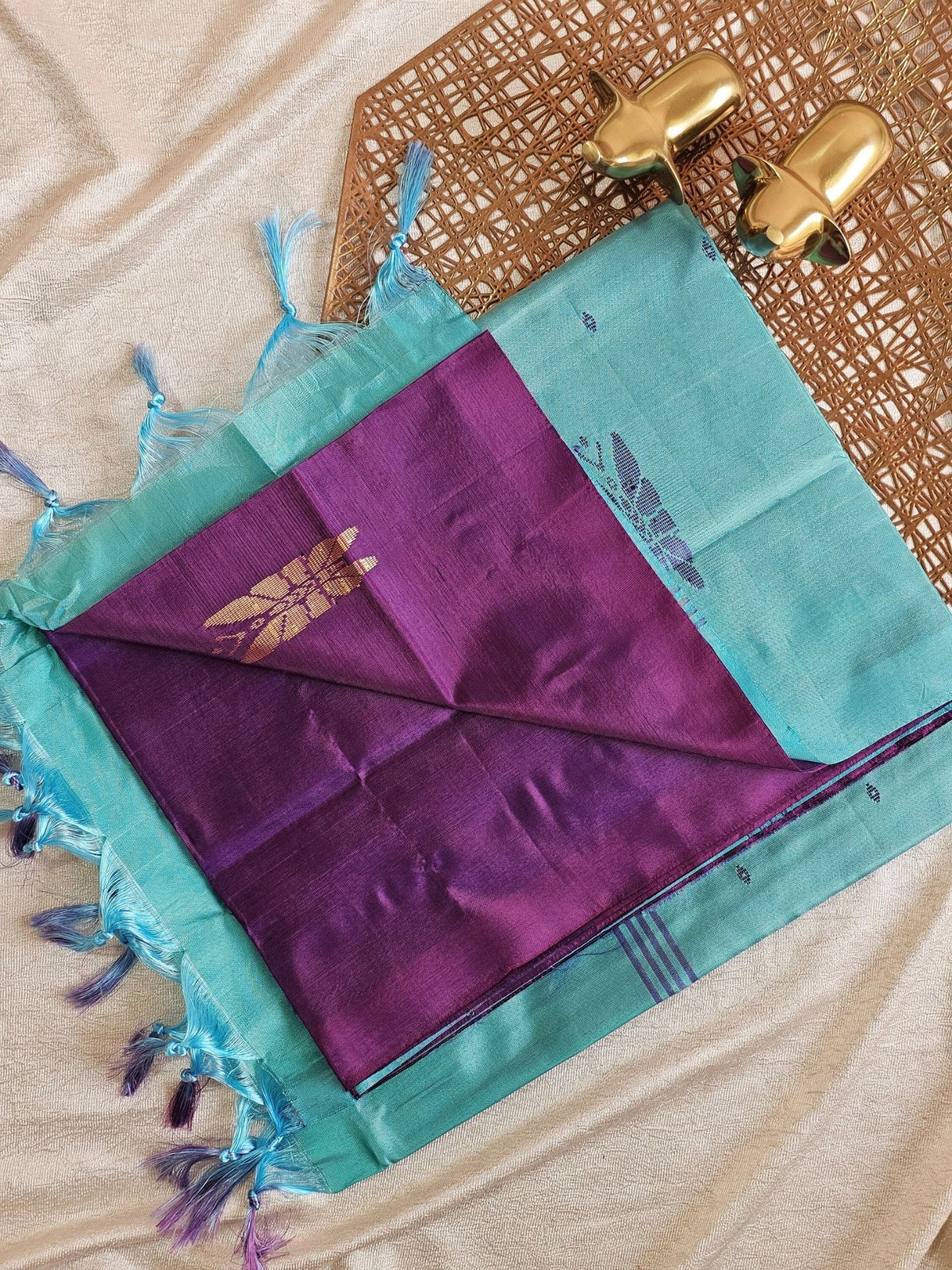 Chinnalampattu Saree - Purple with Blue