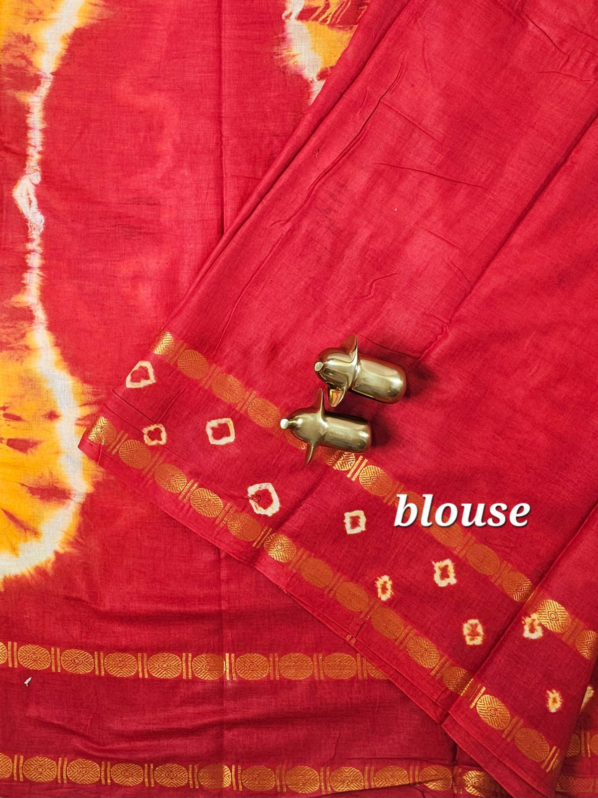 Madurai Sungadi Cotton Saree - Yellow with Red