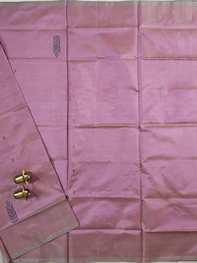 Chinnalampattu Saree - Dual Shade off Onion Pink  and Beige with Peacock Blue