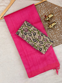 Handwoven Mangalagiri Plain Pattu Saree - pink