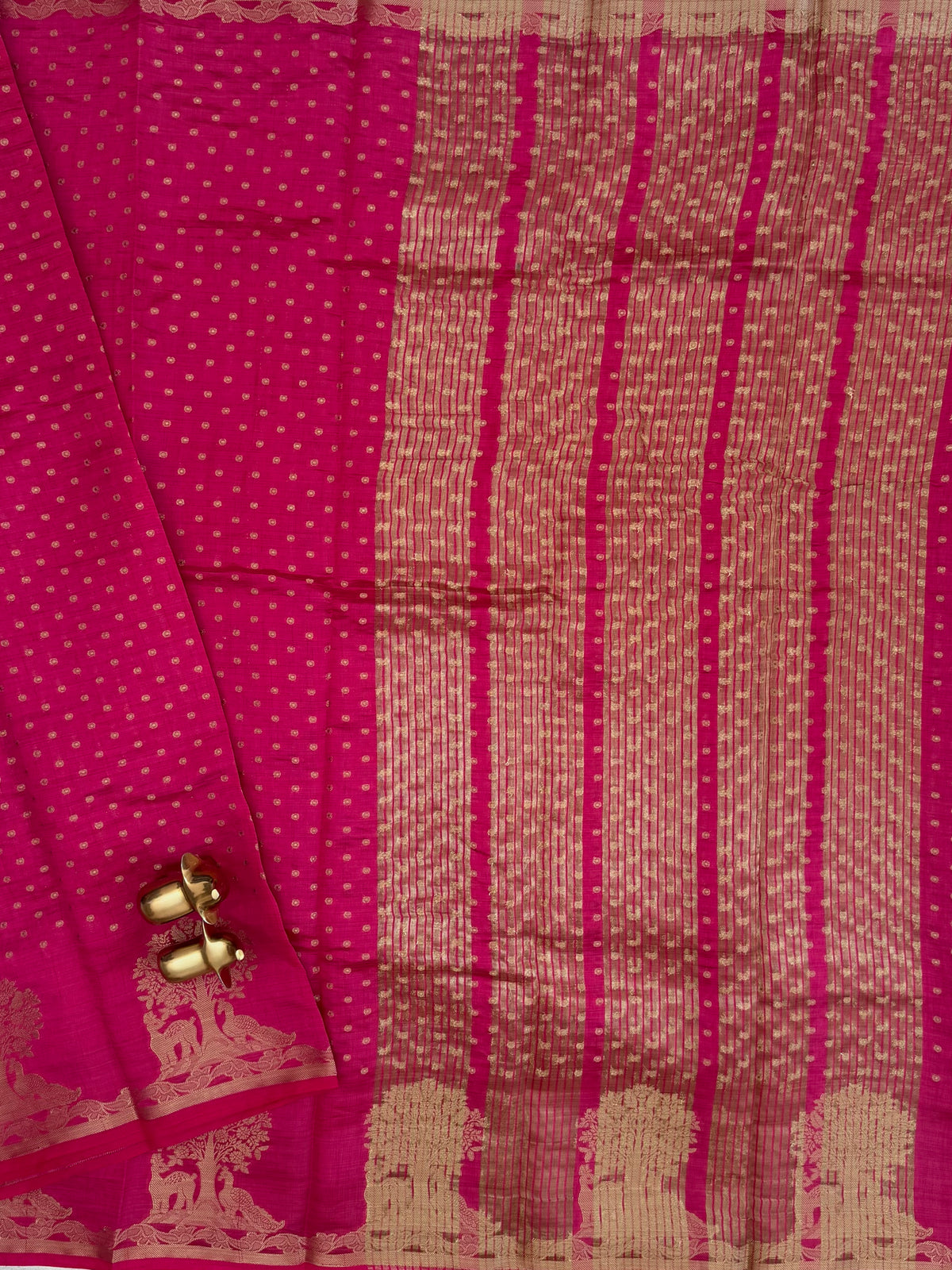 Tussar Silk Cotton Saree - Dark Pink