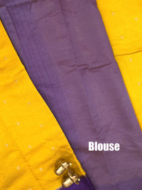 Georgette Silk Saree - Yellow with Purple