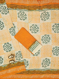 Pure Cotton with Hand Block Prints - Sandal with Orange