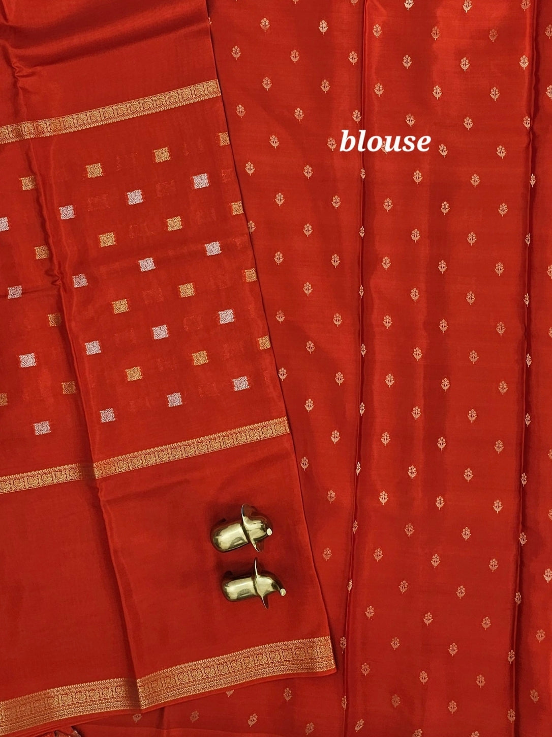 Semi Mysore Crepe Silk Saree - Rust Orange