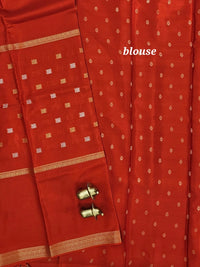 Semi Mysore Crepe Silk Saree - Rust Orange