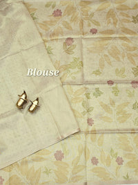 Soft Chanderi with Tissue Floral Digital Prints with Sequence Weaving -