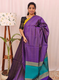 Semi Raw Silk - Purple with Blue