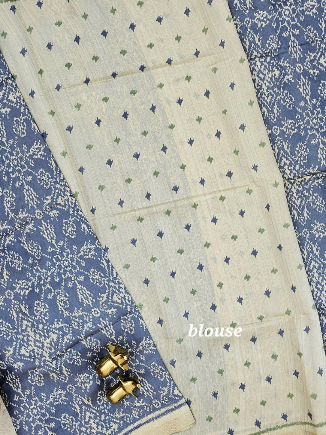 Patola Inspried Semi Tussar Saree  - pastel blue
