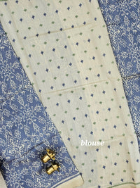 Patola Inspried Semi Tussar Saree  - pastel blue