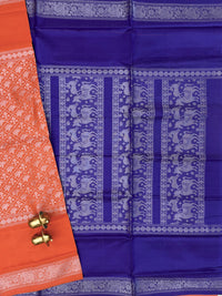 Orange with Blue Vanasingram Pattern Chinnalampattu Saree