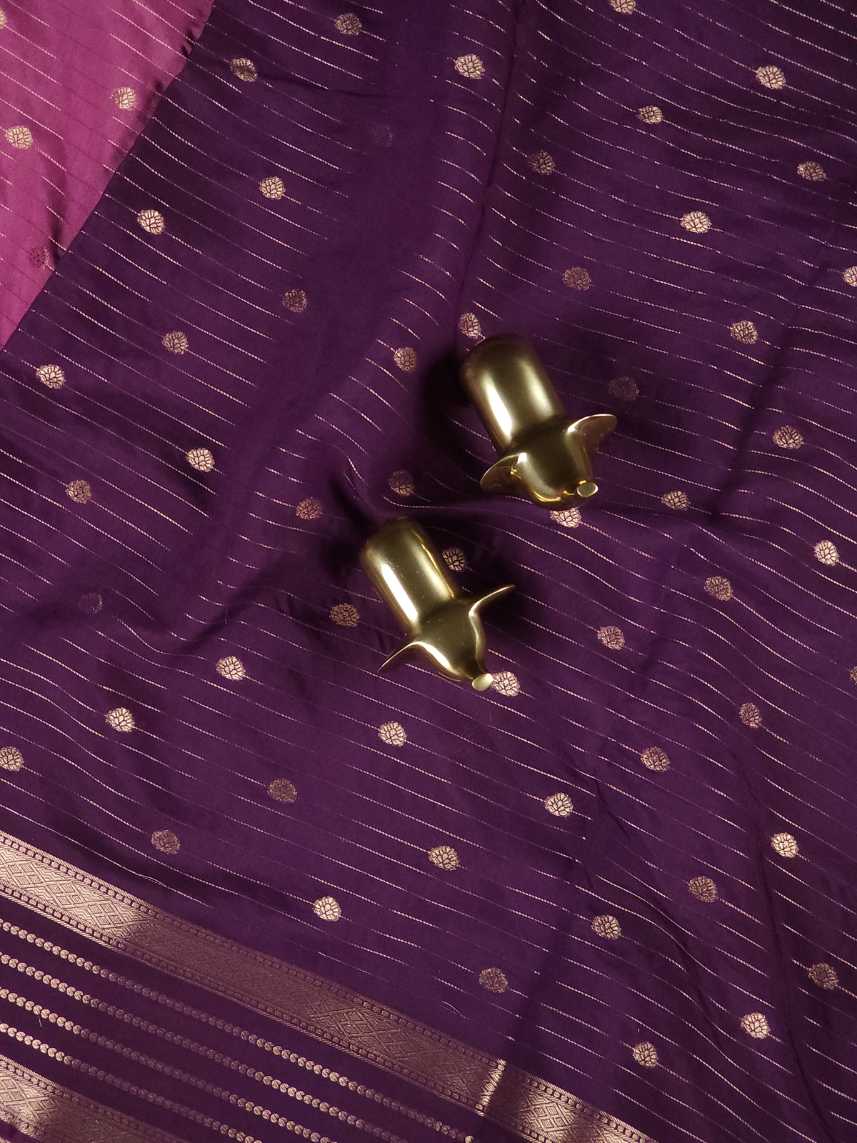 Georgette with Zari Woven Border Saree - Dark Onion Pink with Magenta Pink