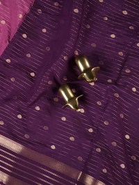 Georgette with Zari Woven Border Saree - Dark Onion Pink with Magenta Pink