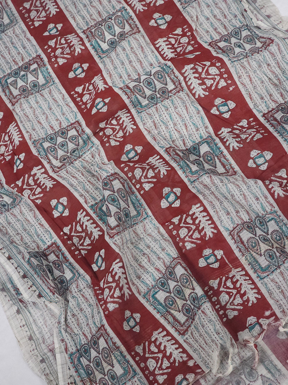 Cotton Unstitched Salwar - Maroon with Peacock Blue