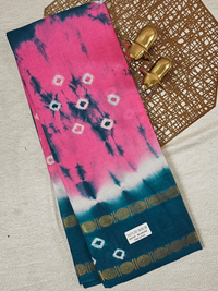 Madurai Sungadi Cotton Saree - Pink with Peacock Green