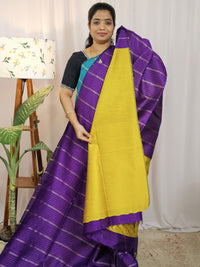 Semi Raw Silk -  Purple with Yellow