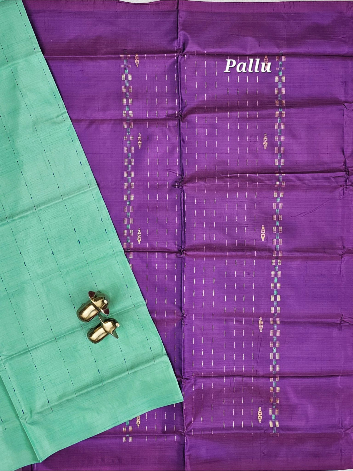 Chinnalampattu Saree - Sea Green with Purple