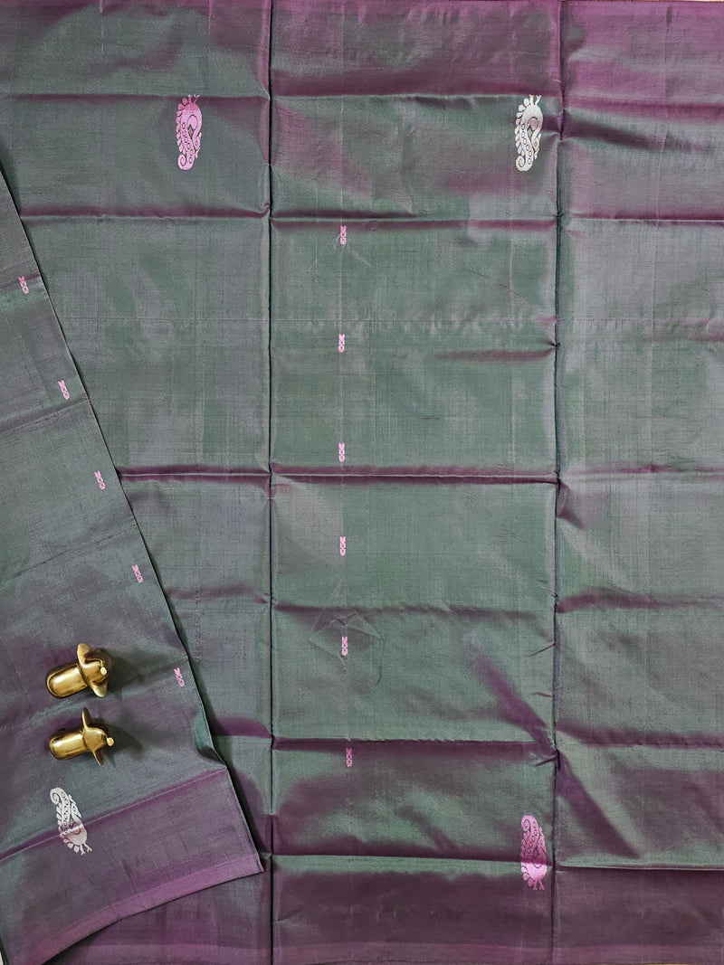 Chinnalampattu Saree - Dual Shade off Green and Pink with Musterd Yellow