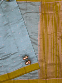 Georgette Silk Saree - Pista Green with Green