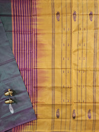 Chinnalampattu Saree - Dual Shade off Green and Pink with Musterd Yellow