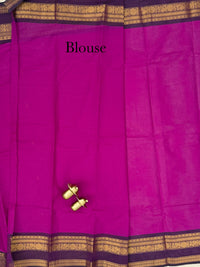 Chettinad Cotton Sarees - Magenta Pink with Dark Purple