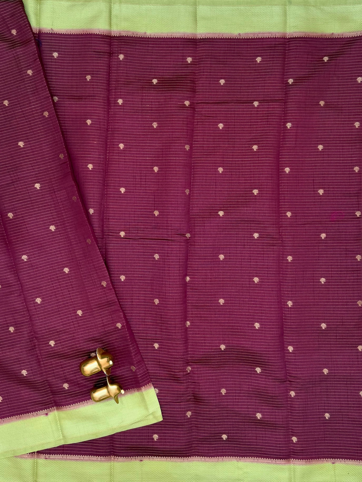 Georgette Silk Saree - Wine with Green