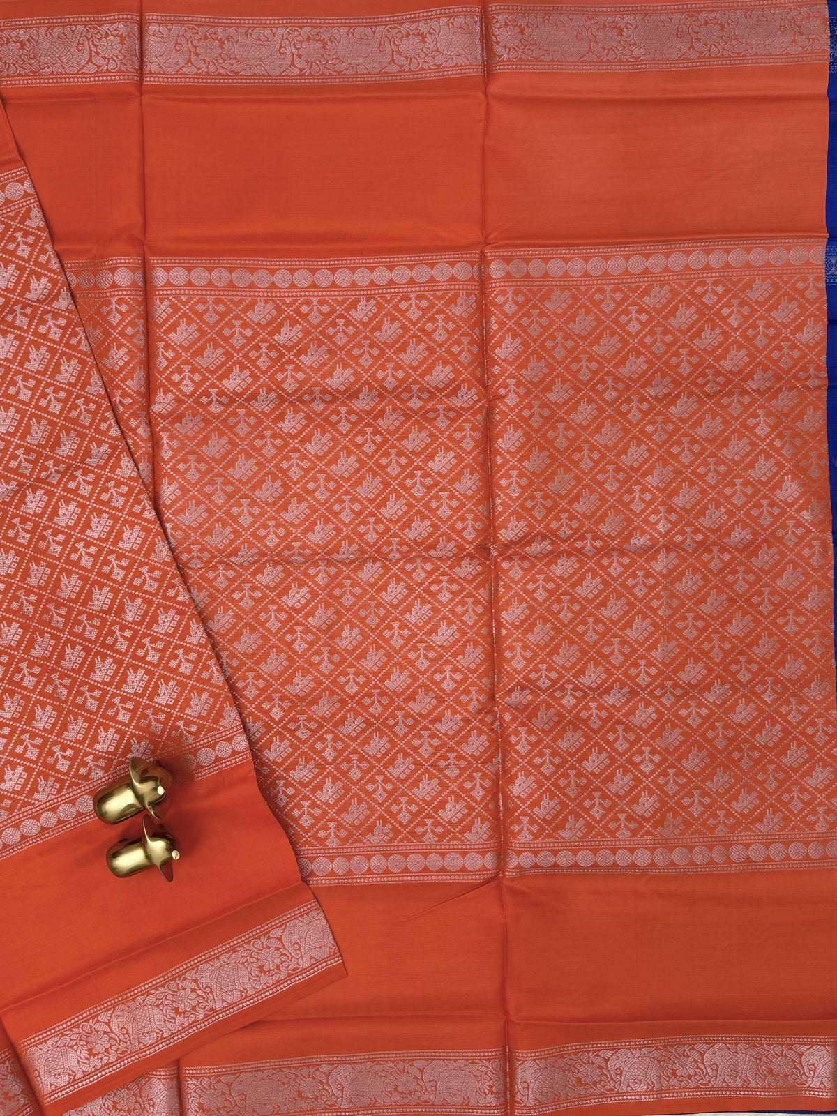 Orange with Blue Vanasingram Pattern Chinnalampattu Saree