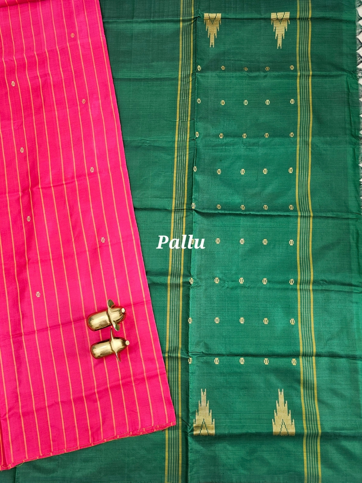 Chinnalampattu Saree - Pink with Green