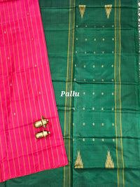 Chinnalampattu Saree - Pink with Green