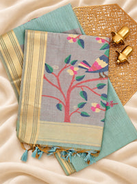 Soft Cotton with Weaving Floral Pattern  - Blue