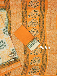Pure Cotton with Hand Block Prints - Sandal with Orange