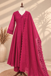 Premium Mul Chanderi 3 pcs Salwar Suit - Rani Pink