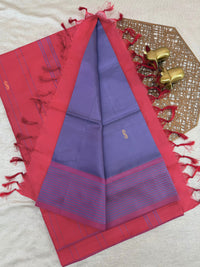 Chinnalampattu Saree - Dark Violet with Red