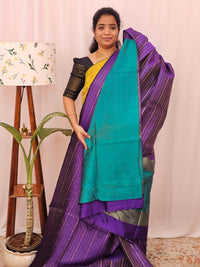Semi Raw Silk - Purple with Blue