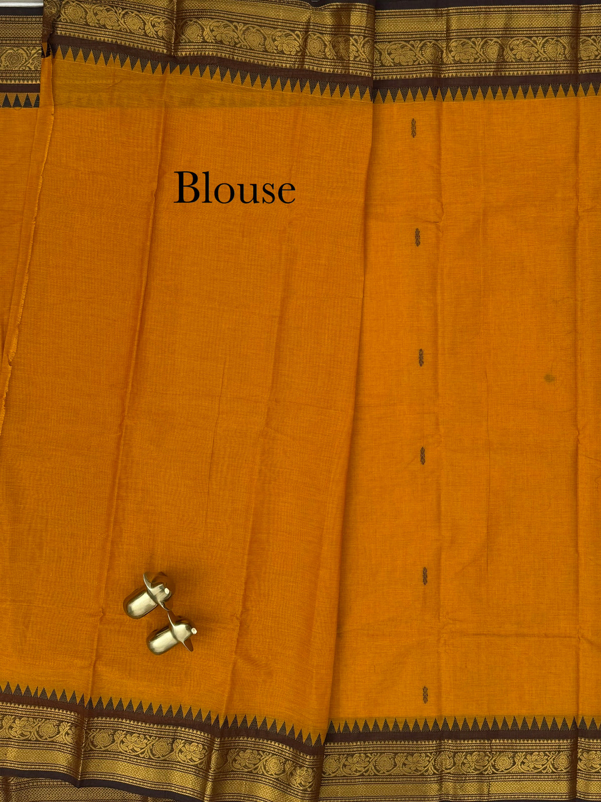Chettinad Cotton Sarees - Mustard Yellow with Coffee Brown