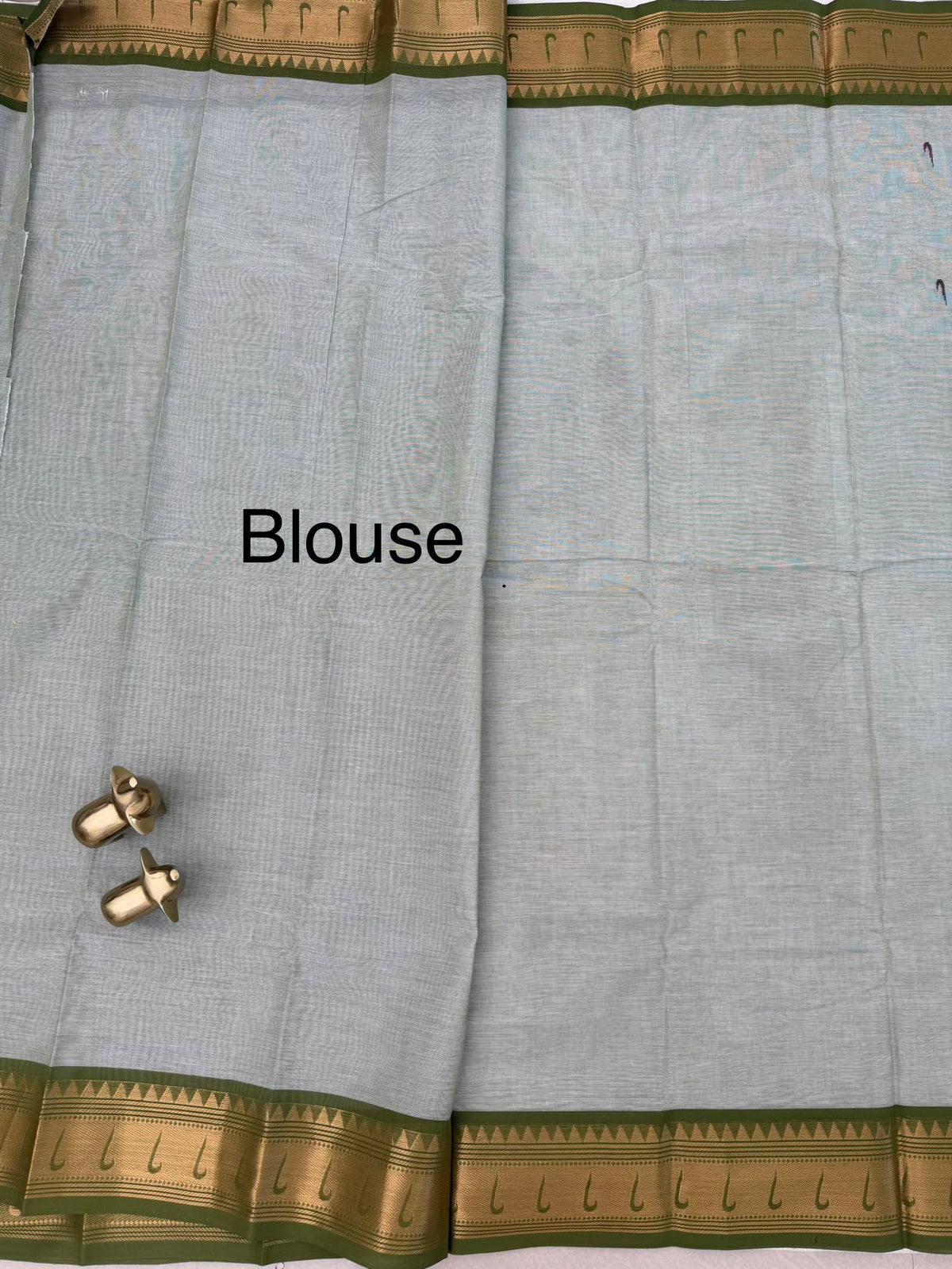 Chettinad Cotton Sarees - Pastel Green with Dark Green