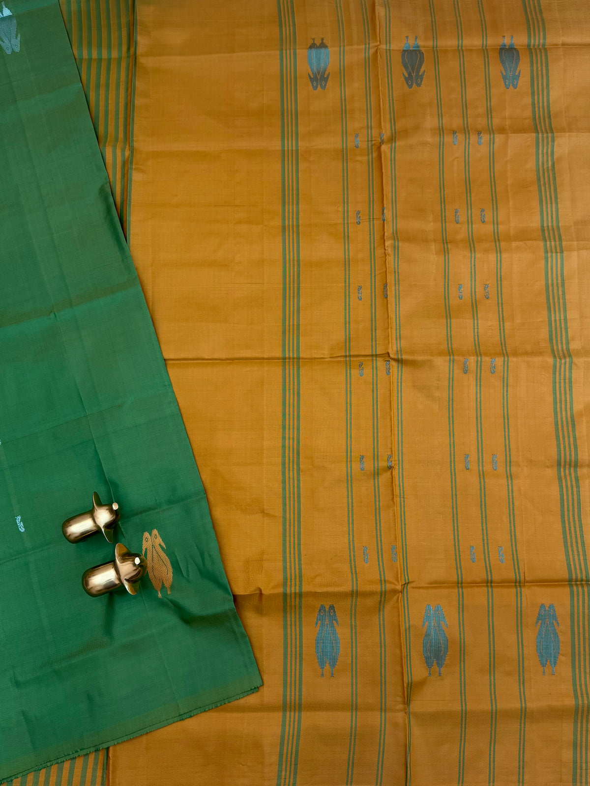 Chinnalampattu Saree - Green with Brown