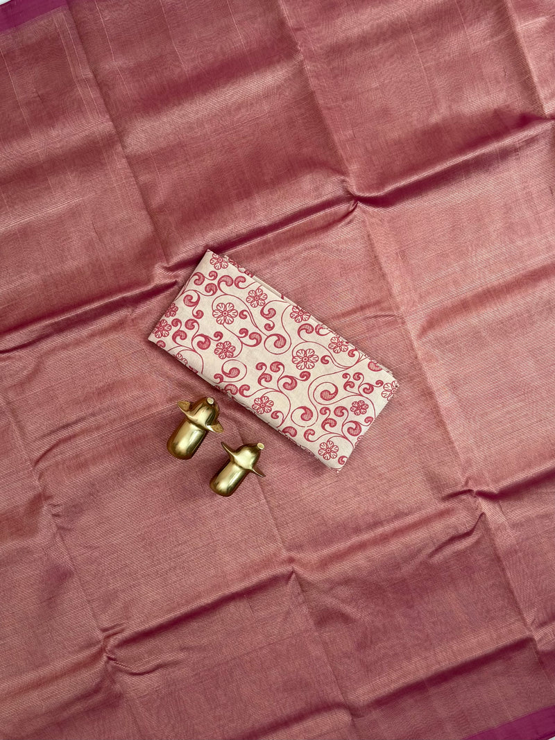 Handwoven Mangalagiri Plain Pattu Saree - Dark Onion pink