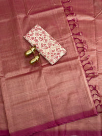 Handwoven Mangalagiri Plain Pattu Saree - Dark Onion pink