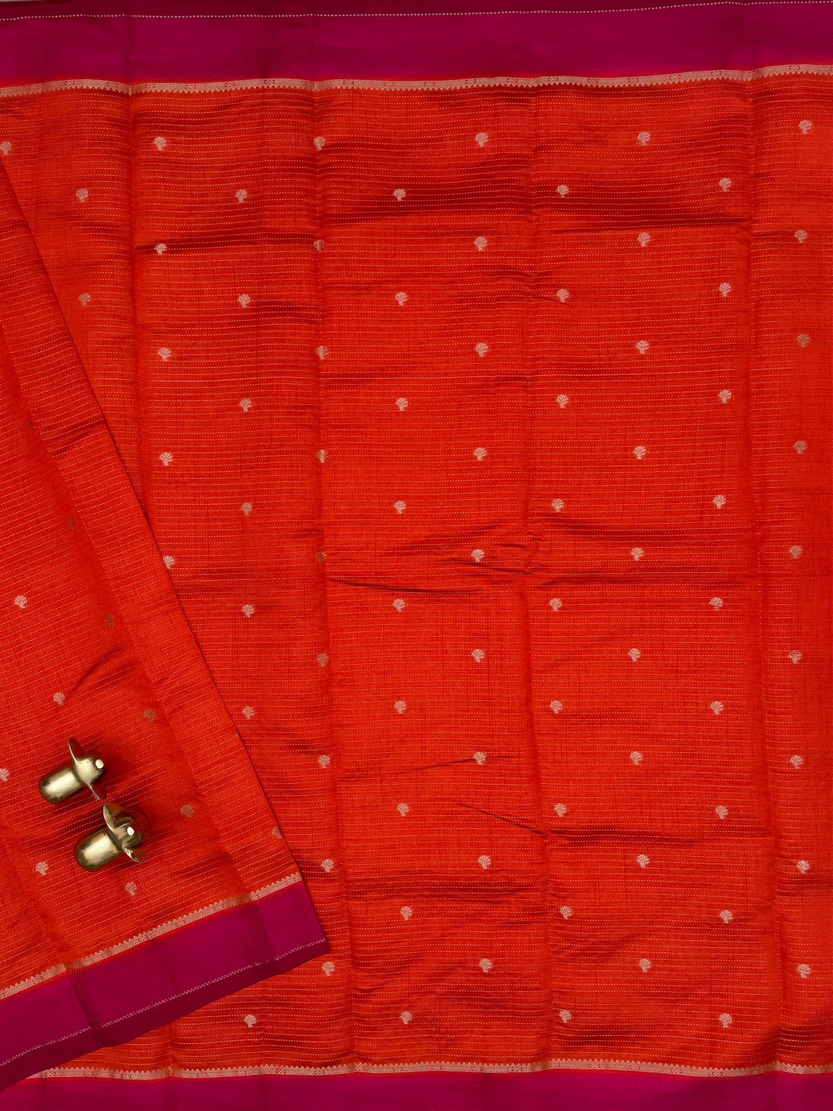 Georgette Silk Saree - Orange with Pink