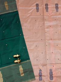 Chinnalampattu Saree - Dark Green with Peach